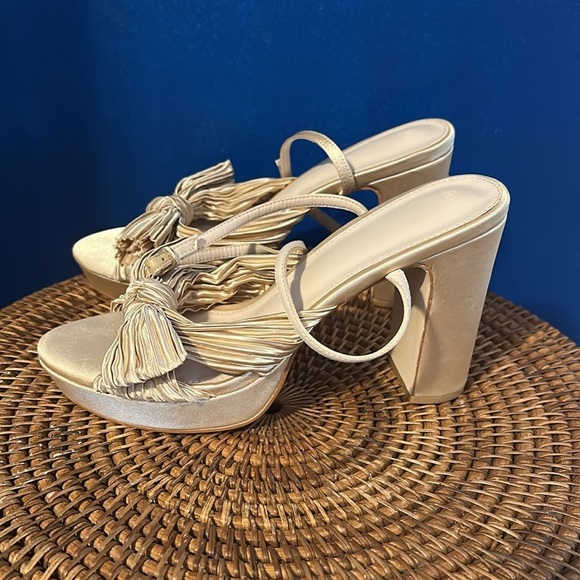 New Women’s VETASTE Pleated Bow Knot Platform Heeled Sandals Size 10 - Picture 4 of 8